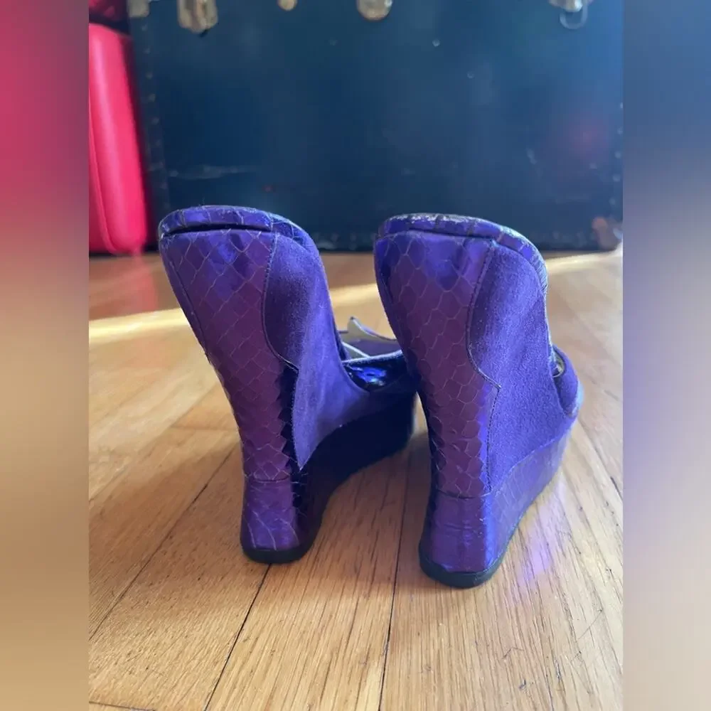90s Vintage Terry De Havilland Purple Platform Wedge Heel - Picture 11 of 12